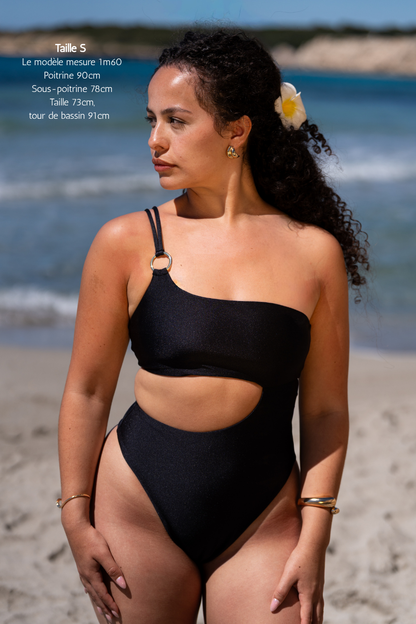 Maillot de bain une pièce asymétrique noir – Bijoux