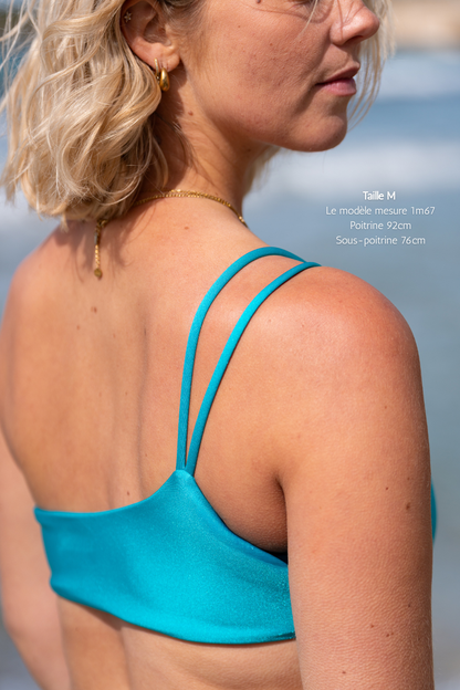 Haut de bikini bandeau - Turquoise irisé